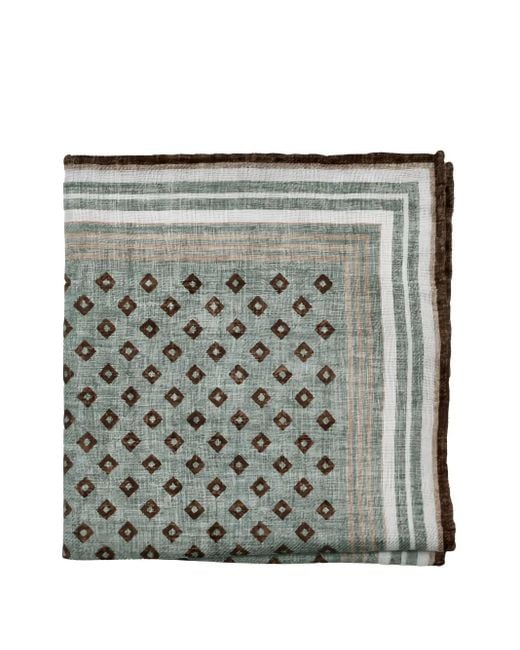 Brunello Cucinelli Gray Diamond-Pattern Pocket Square for men