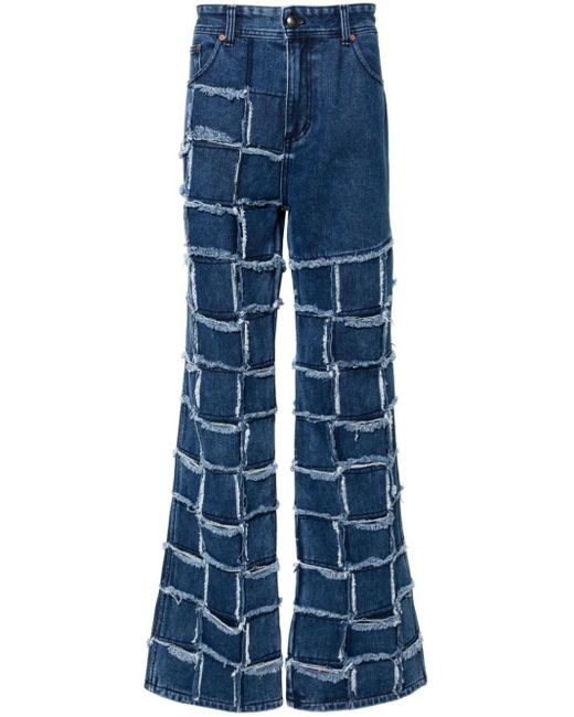 ANDERSSON BELL Blue New Patchwork Mid-rise Wide-leg Jeans for men