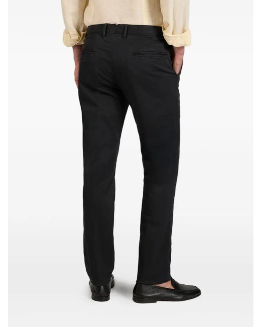 Incotex Black Gabardine Slim-Fit Trousers for men