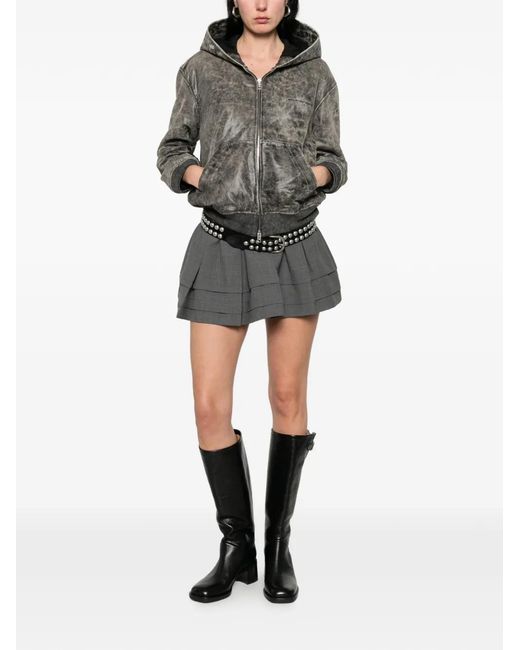 Alexander Wang Gray Hooded Zip-Up Jacket
