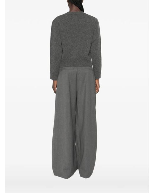 A.P.C. Gray Logo-Knit Crew-Neck Sweater