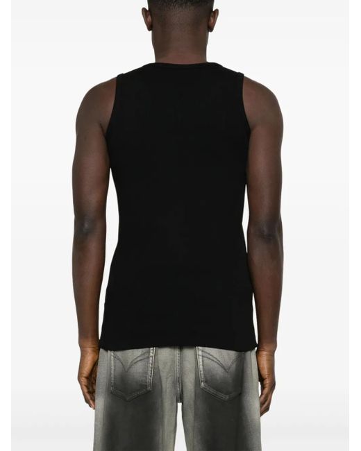 Gcds Black Logo-Embroidered Tank Top