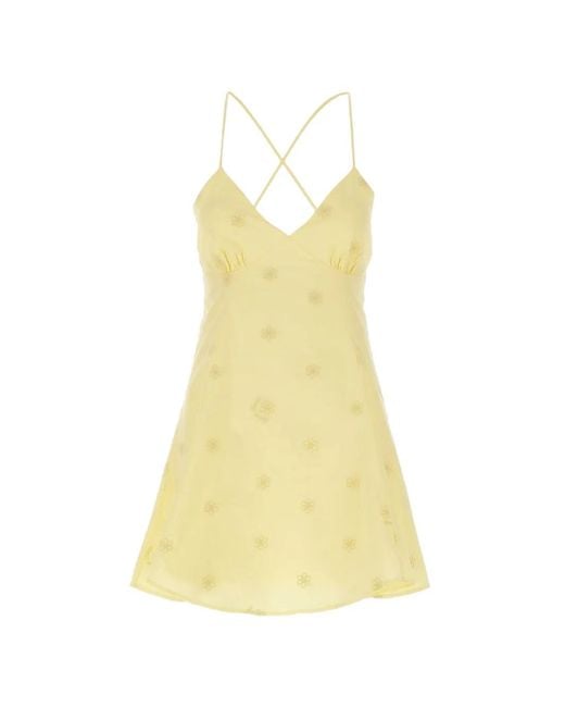 Mc2 Saint Barth Yellow Marge Floral-Embroidered Mini Dress