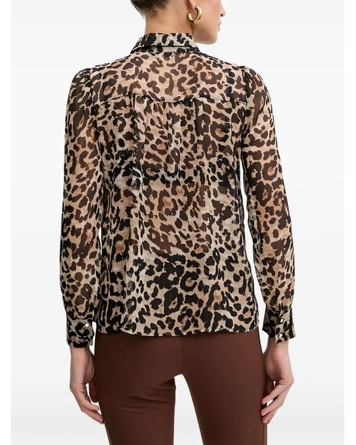 Morgan Brown Clion Leopard-Print Button-Down Shirt