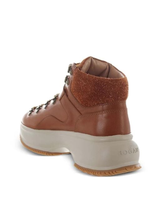 Hogan Brown Maxi Active Ankle Boots