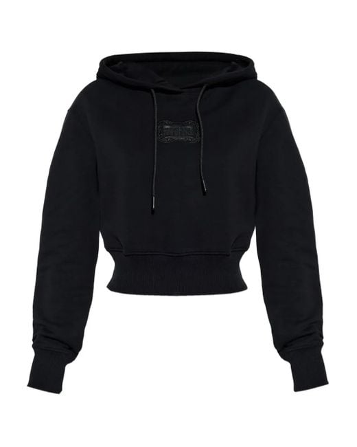 Versace Jeans Couture Black Logo-Patch Hoodie