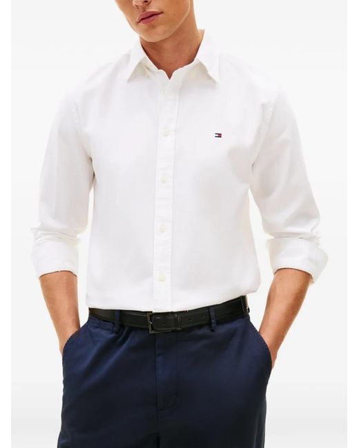 Tommy Hilfiger White Chemise Boutonnée À Manches Longues for men