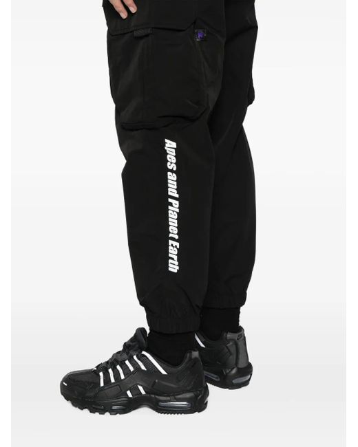 Aape By A Bathing Ape Black Logo-Appliqué Tapered Cargo Trousers for men