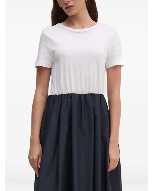 Sandro Ferrone Blue Gathered Midi Dress