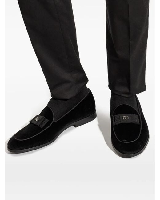 Dolce & Gabbana Black Loafers With Logo Plaque for men