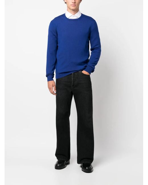 Fay Blue Crew-Neck Wool Jumper for men