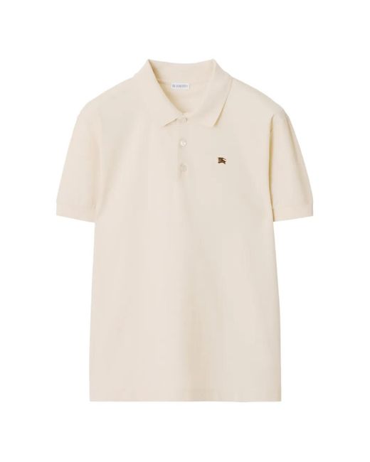 Burberry White Metal Ekd Cotton Polo Shirt for men