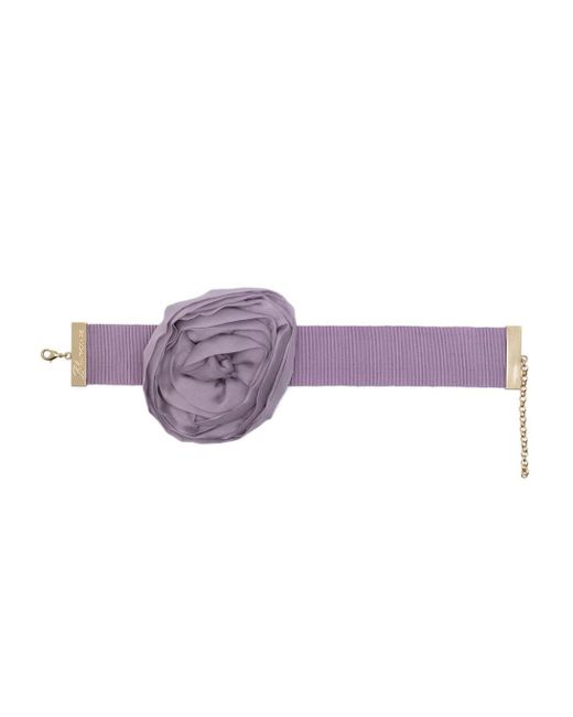 Blumarine Purple Floral-appliqué Choker Necklace