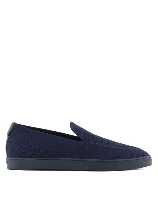 Giorgio Armani Blue Textured Upper Loafers With Streamlined Silhouette for men
