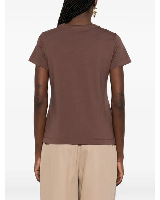 Pinko Brown T-Shirt À Logo Brodé