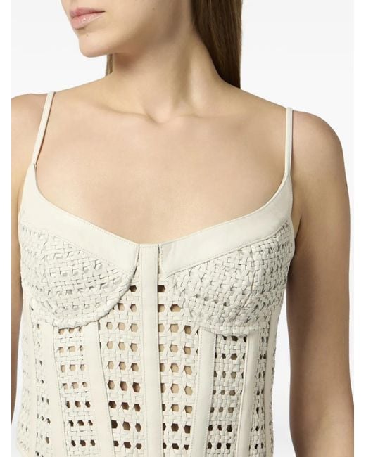Philipp Plein Natural Weaved Leather Bustier