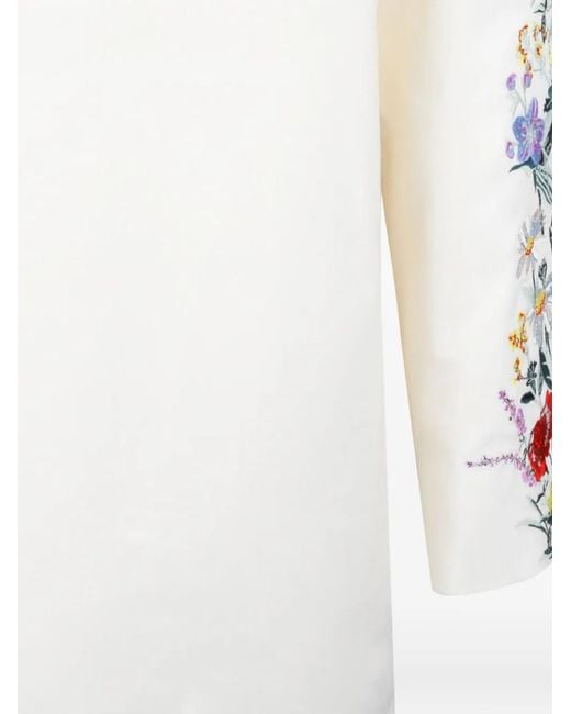 Max Mara White Leva Floral-Embroidery Raglan-Sleeve Mini Dress