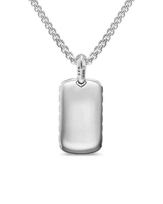 David Yurman White Sterling Chevron-Tag Diamond Pendant for men