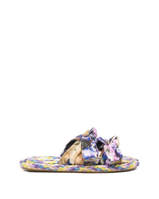 Zimmermann White Carousel Linen Flat Sandals