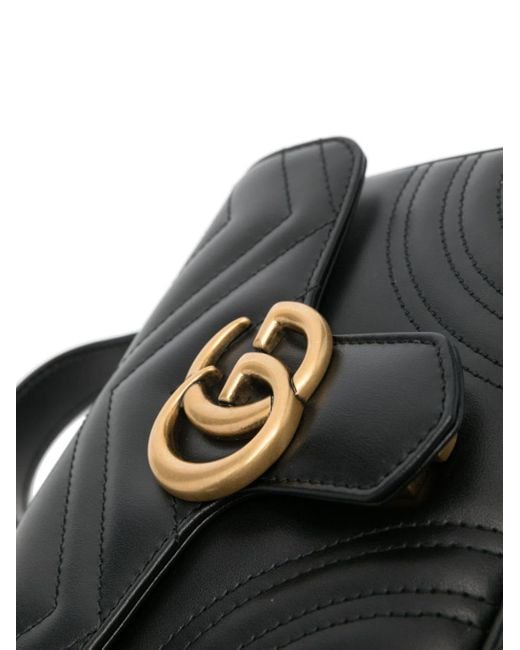 Gucci Black Mini GG Marmont Top-handle Bag