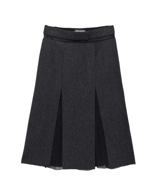 Prada Wollen Midi-Rok in het Black