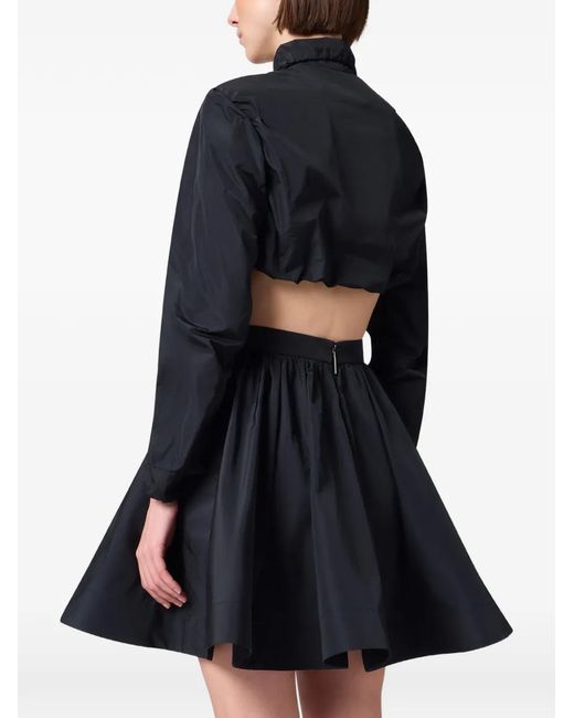 MSGM Black Cropped Gathered-Detail Shirt