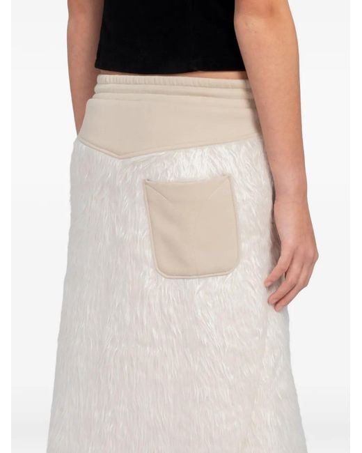OPEN YY Natural Faux-Fur Midi Skirt