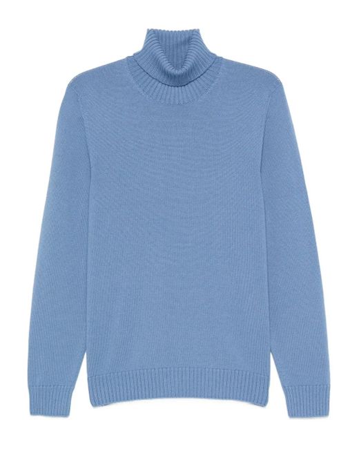 Drumohr Blue Turtleneck Merino-Wool Sweater for men