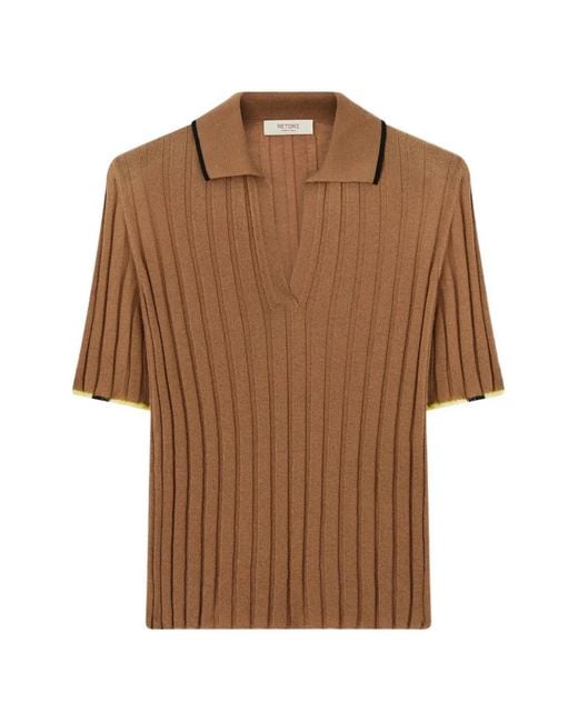 RETORI Geribbeld T-Shirt in het Brown