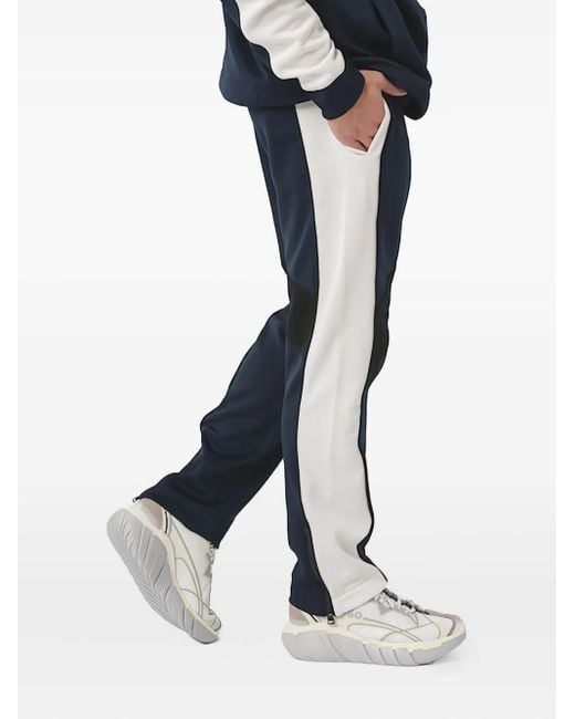 HUGO Blue Panelled Logo-Patch Track Pants for men