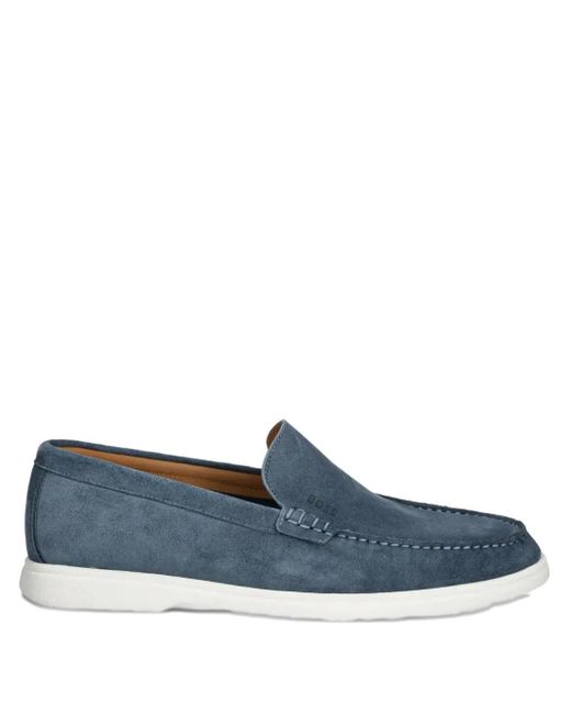 メンズ Boss Suede Contrasting-sole Loafers Blue