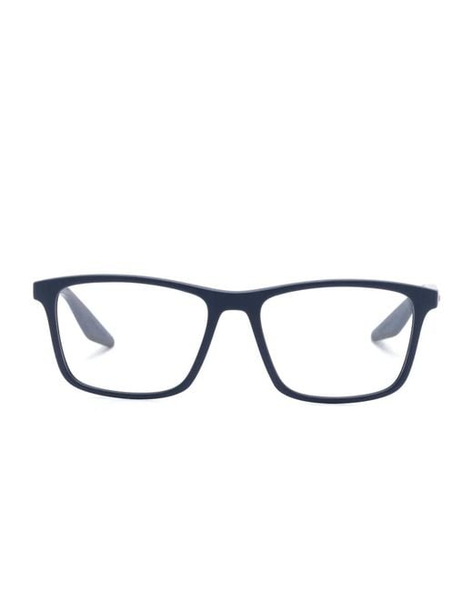Prada Blue Linea Rossa Rectangle-Frame Glasses for men