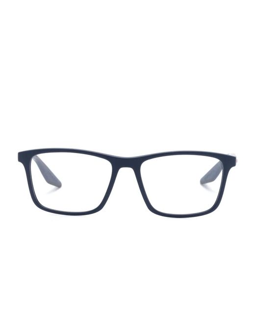 Prada Blue Linea Rossa Rectangle-Frame Glasses for men