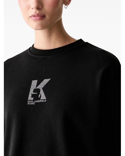 Karl Lagerfeld Black Logo-Print Cotton Sweatshirt