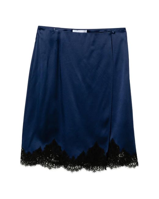 Stella McCartney Blue Lace-Trim Satin Midi Skirt