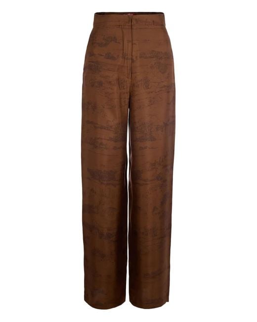 Max Mara Brown Pantalon À Imprimé Graphique