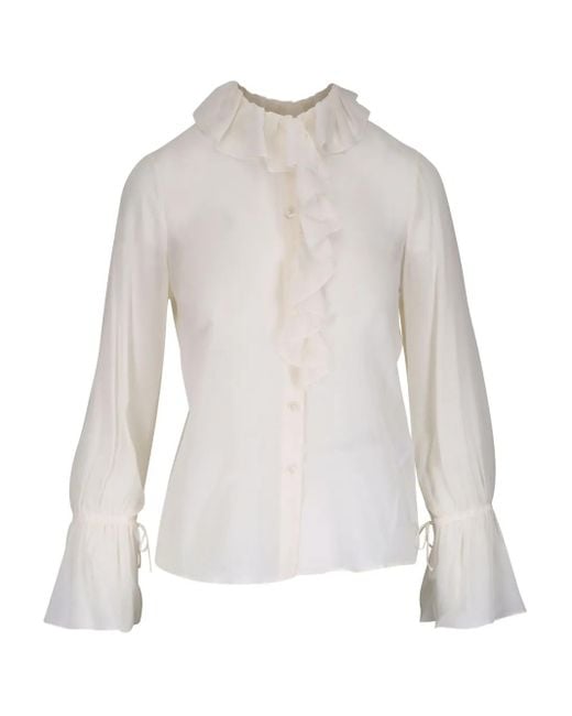 Nili Lotan White Ruffle-Detail Blouse