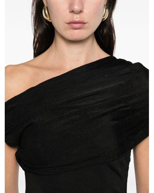 Self-Portrait Black Draped Midi Dress