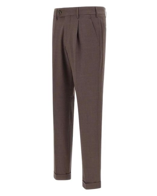 Devore Gray Pleated-Front Trousers for men
