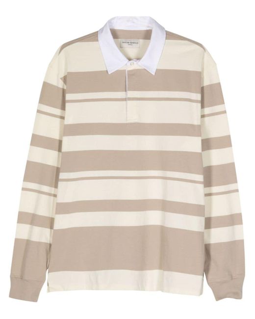 Officine Generale Natural Cotton Striped Polo Shirt for men