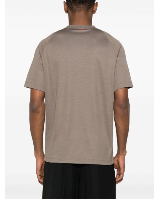 T-shirt en laine à design nervuré Zegna pour homme en coloris Gray