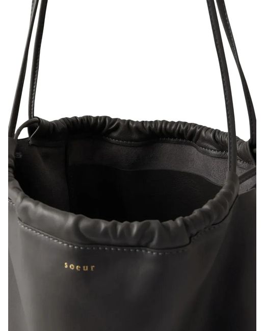 Soeur Black Sia Drawstring Tote Bag
