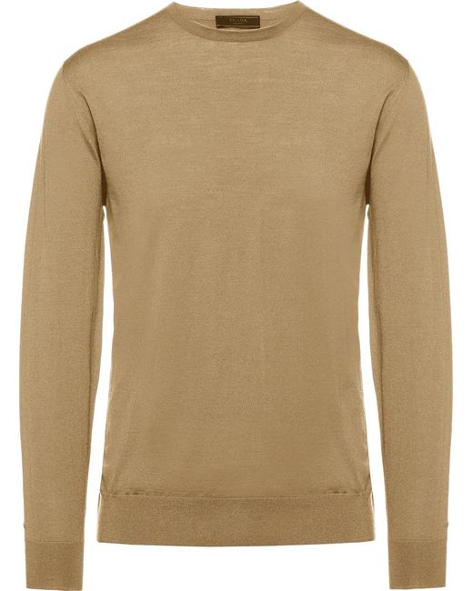 Prada Natural Round-Neck Wool Jumper for men
