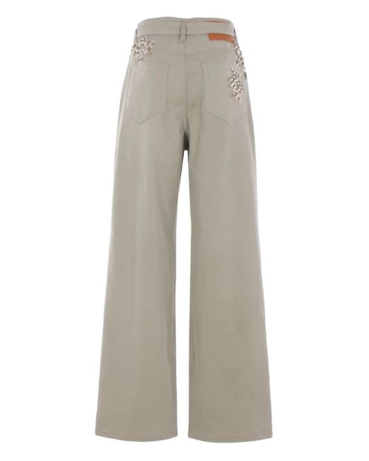 Ermanno Scervino Gray Sequin-Embellished Belted Trousers