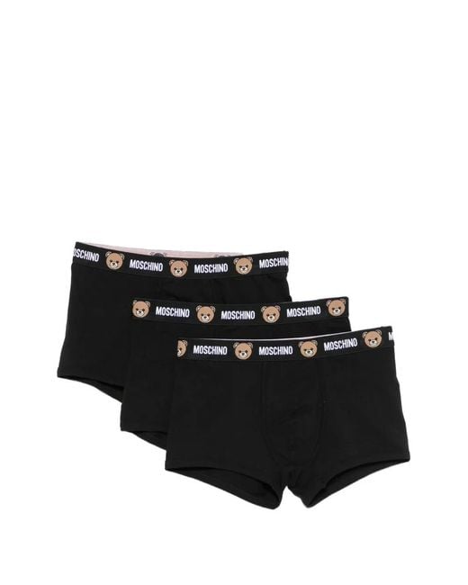 Moschino Black Teddy Bear Logo-Waistband Boxers (Set Of Three) for men