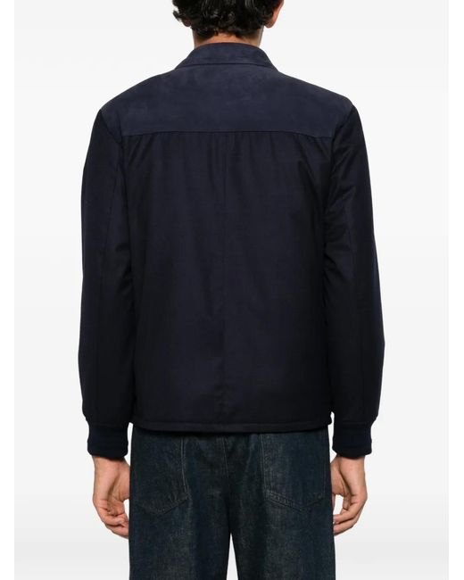 Canali Blue Suede Panelled Jacket for men