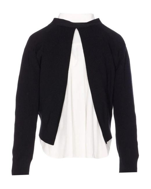 Sacai Blue Button-Front Knitted Cardigan