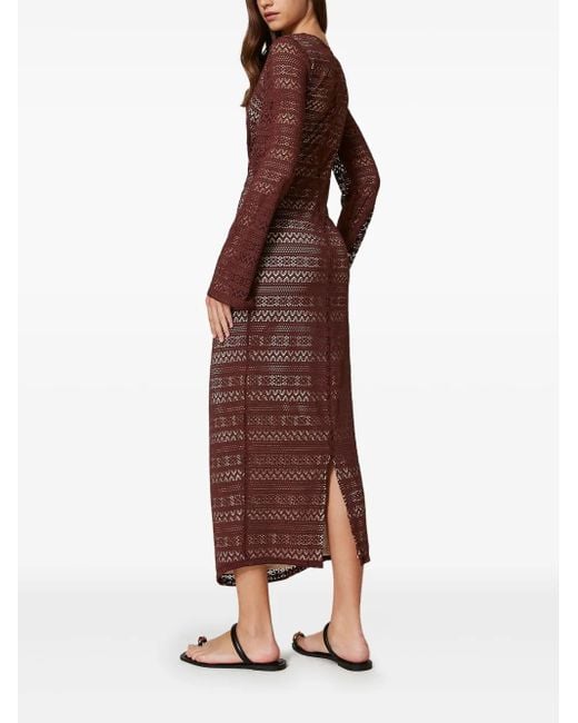 Twinset Brown Pointelle-Knit Dress