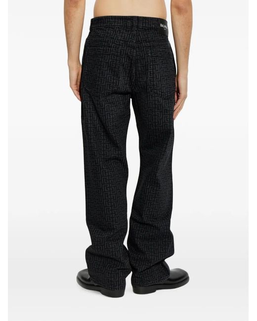 Balmain Black Jean À Imprimé Monogrammé for men