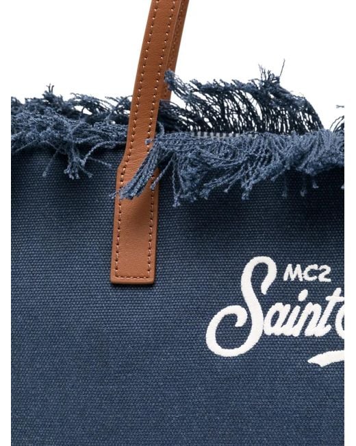 Mc2 Saint Barth Blue Frayed Tote Bag